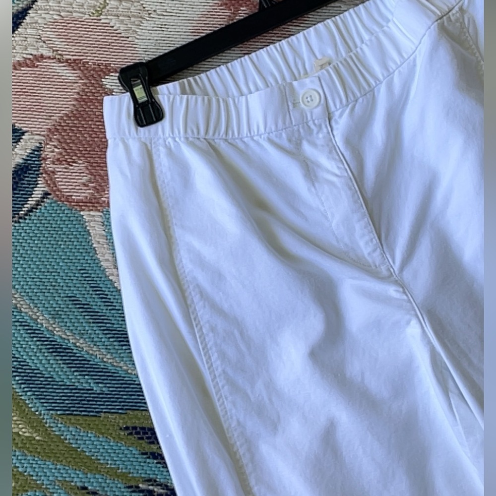 Eileen Fisher Organic Cotton and Hemp White Lantern Cargo Pocket Pull-On Pants - Picture 8 of 16